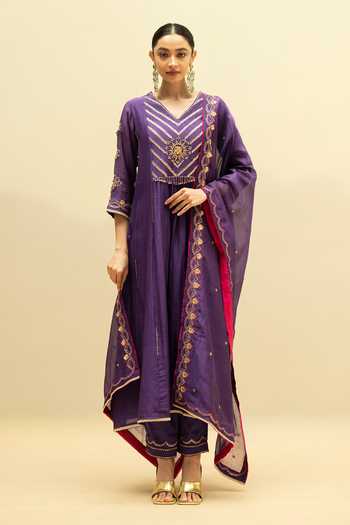 AM by Anita Mittal Jhoomar Cotton A Line Kurta Pant Set 