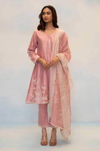 AM by Anita Mittal Seher Silk Chanderi Embroidered Anarkali Set 
