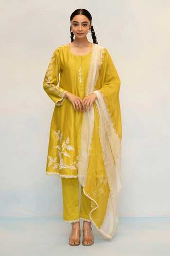 AM by Anita Mittal Seher Silk Chanderi Anarkali Pant Set 