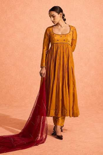 Meesa Roop Chanderi Embroidered Anarkali Set 