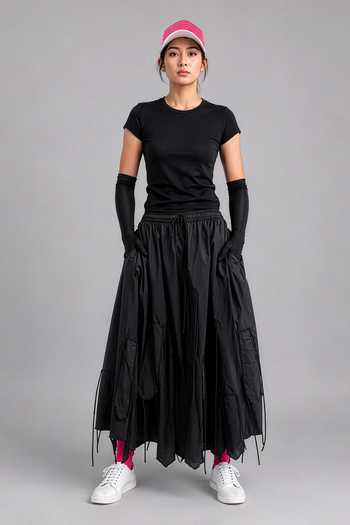 Saim Panel Fringed Skirt 