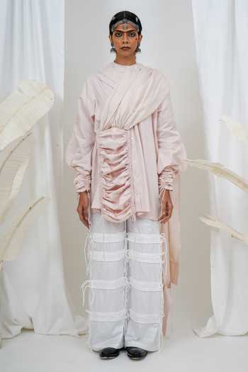 Saim Pocket Saree Draped Gathered Shirt 