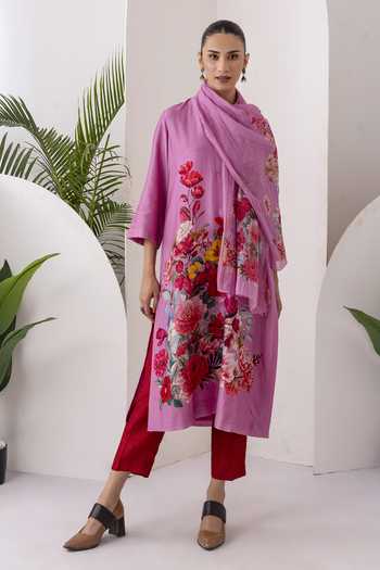 Haute Mess Printed Silk Chanderi Tunic & Pant Set 