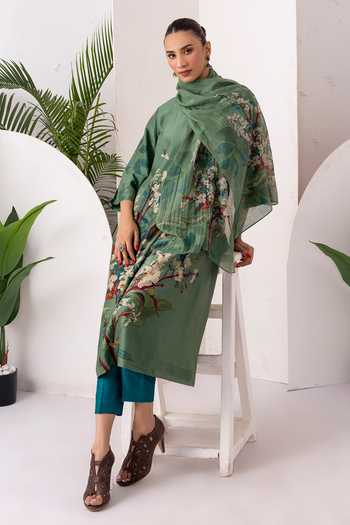 Haute Mess Silk Chanderi Printed Tunic & Pant Set 