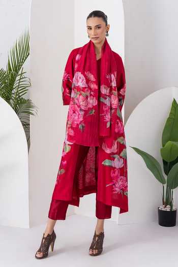 Haute Mess Printed Silk Chanderi Top & Pant Set 