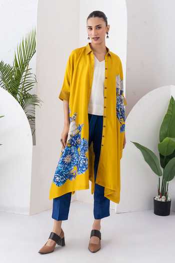 Haute Mess Printed Silk Chanderi Tunic & Pant Set 