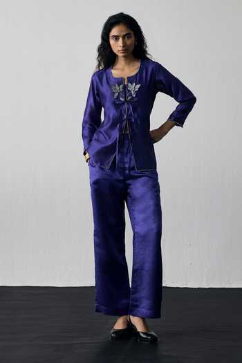 Notsosure Twin Flower Embroidered Top & Pant Set
