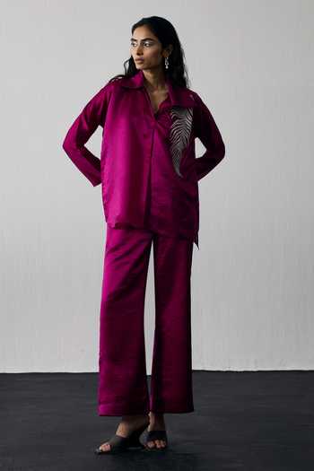 Notsosure Placement Embroidered Top & Pant Set