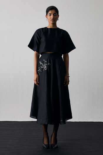 Notsosure Motif Dupion Silk Top & Skirt Set