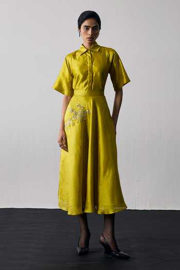 Notsosure Motif Dupion Silk Top & Skirt Set