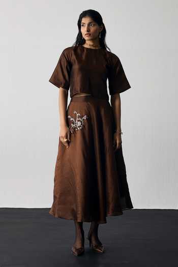 Notsosure Dupion Silk Top & Skirt Set