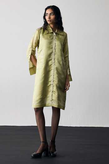 Notsosure Lines Short Dupion Silk Dress