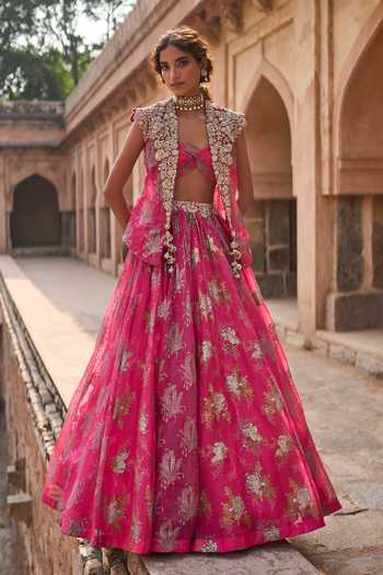Bhumika Sharma Nurshort Printed Jacket Skirt Set 
