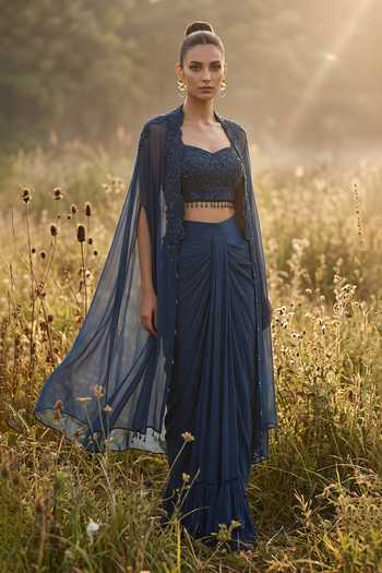Basanti Kapde aur Koffee Royal Dynasty Embroidered Cape Set 