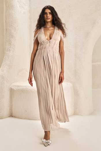 Nirmooha Cressida Ruched Georgette Gown 