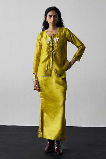 Notsosure Twin Flower Embroidered Top & Skirt Set