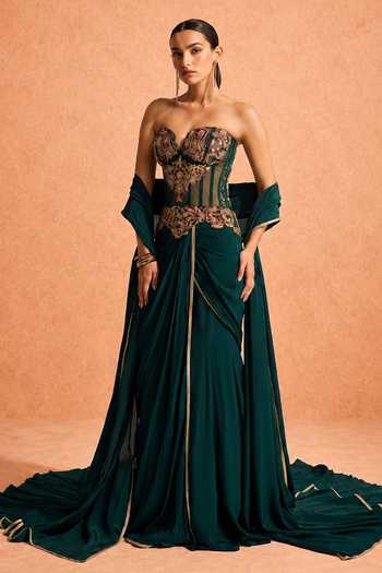Meesa Ruhani Embroidered Corset Lehenga Set 