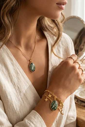 Arvino Green Marbled Oval Charm 