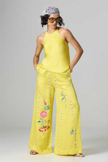 Dilnaz Limoncello Embroidered Trouser Set 