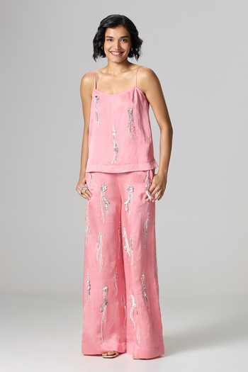 Dilnaz Rose Embroidered Trouser Set 