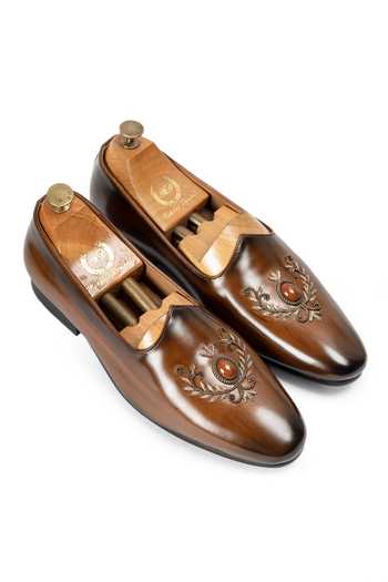Domani Kesar Crest Patina Leather Slip-On Loafers 
