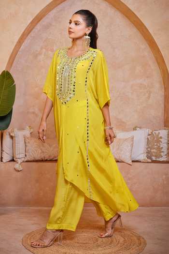 Sajeda A Lehry Tarana Hand Embroidered Kaftan Tunic & Pant Set 