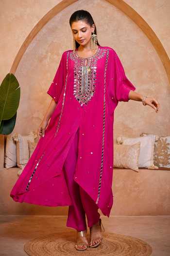 Sajeda A Lehry Tarana Hand Embroidered Kaftan Tunic & Pant Set 