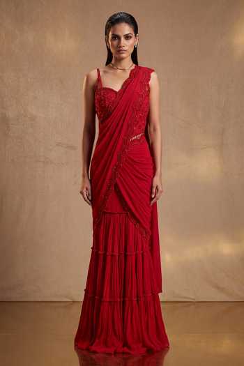 Two Sisters By Gyans Tonal Embroidered Gharara Saree With Blouse 