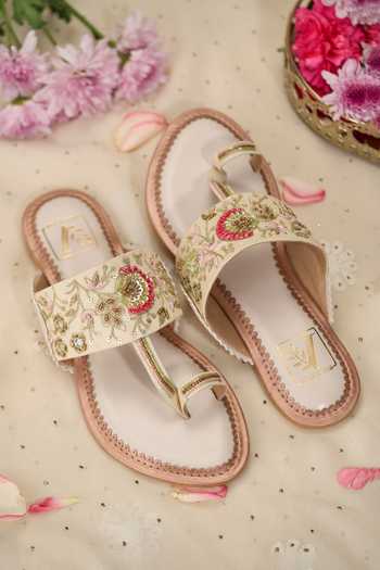 House of Vian Gulmohar Floral Embroidered Kolhapuris
