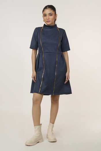 9899 Double Zip Suede Dress 