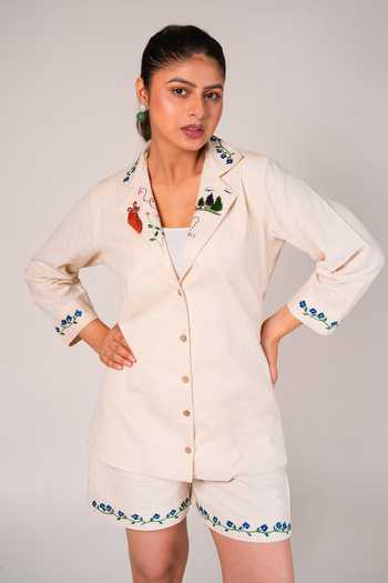 9899 Forest Linen Shirt & Shorts Co-ord Set 