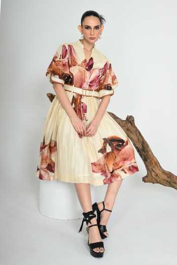 The Dramebaaz CO Mauve Poetry Gathered Dress 