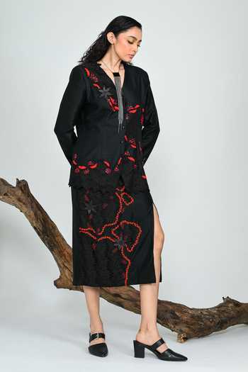 The Dramebaaz CO Phantom Side Slit Skirt Set 