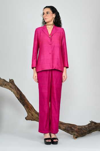 The Dramebaaz CO Fuscia Heiress Blazer Set 