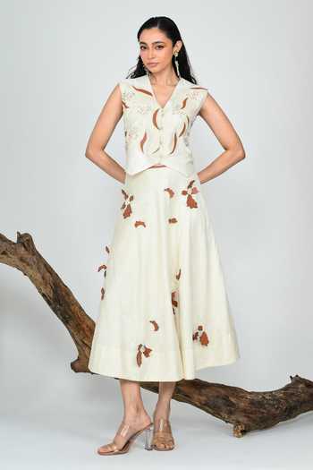 The Dramebaaz CO Earth And Orchid Silk Skirt 