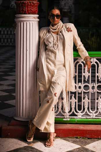 The Dramebaaz CO Duchess Silk Coat Trouser Set 