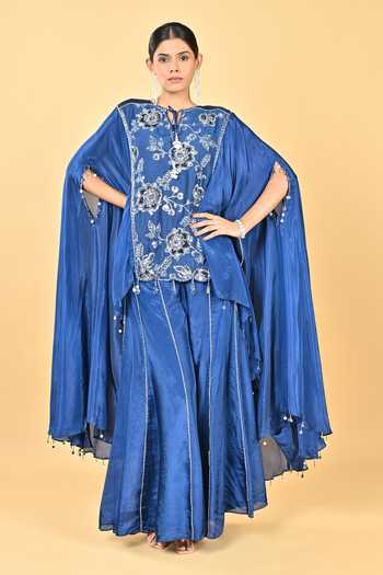 Keith Gomes Glass Silk Organza Cape and Palazzo Set 