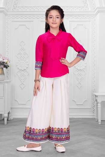 Mini Stitch Border Embroidered Top & Palazzo Set 