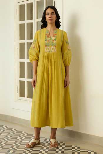 Vaayu Marigold Applique Work Dress 