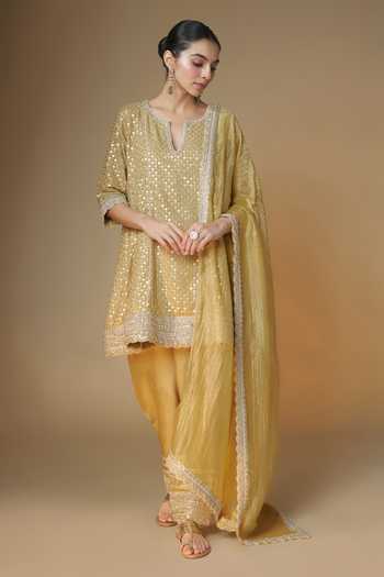 Renee label Champagne Gold Choga Kurta Salwar Set 
