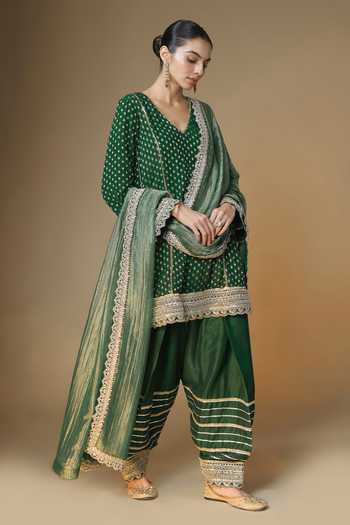 Renee label Emerald Green Choga Kurta Farshi Salwar Set 