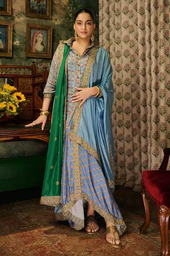 Punit Balana Noor Bagh Print Shirt & Pre-Draped Lungi Set 