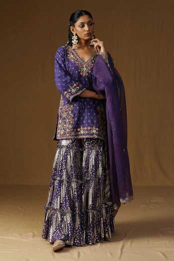 Arpita Sulakshana Noorika Neel Kusum Embroidered Sharara Set 