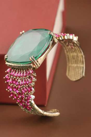 MRJEWELS Majestic Gemstone Embellished Cuff Bracelet 