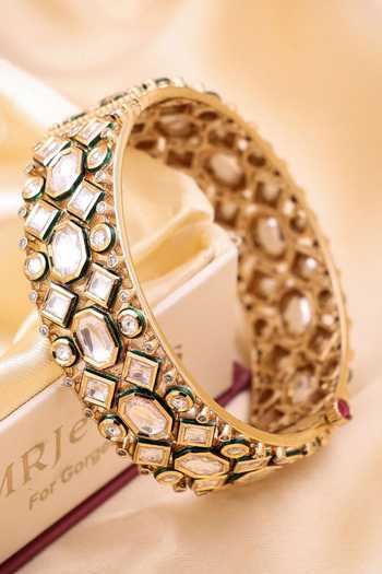 MRJEWELS Regal Polki Kundan Embellished Kada 