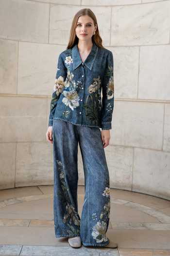 Ranna Gill Abby Flower Print Shirt & Pant Set 