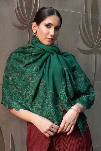Mauli Cashmere A Rose Dream Embroidered Stole 