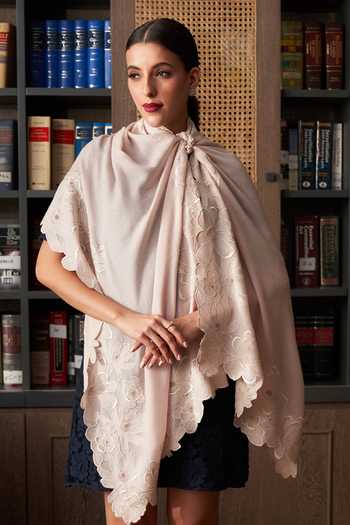 Mauli Cashmere Magnificent Magnolia Embroidered Stole 