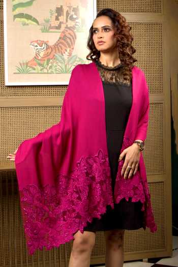 Mauli Cashmere Peony Dream Embroidered Stole 