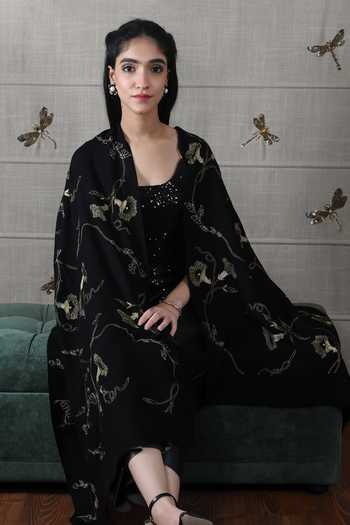 Mauli Cashmere The Midnight Aurelia Embroidered Stole 